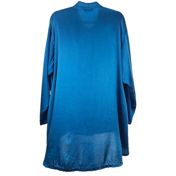 Bryn Walker Blue Silk Oversized Shirt Long Sleeve Button Up Tunic Top Size M - Picture 5 of 7